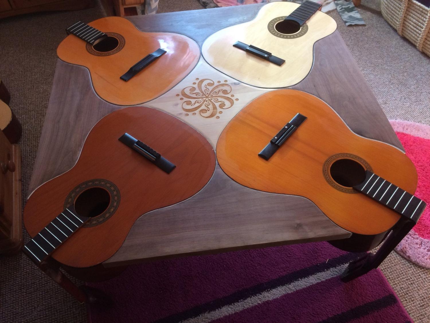 This Company Makes Guitar Coffee Tables Using Four Real Guitars