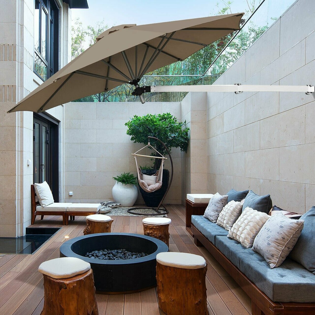 This WallMounted Umbrella Saves Floor Space On Your Patio Or Deck