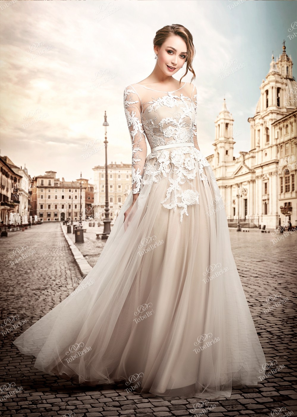 Свадебные Платья Бежевые Фото