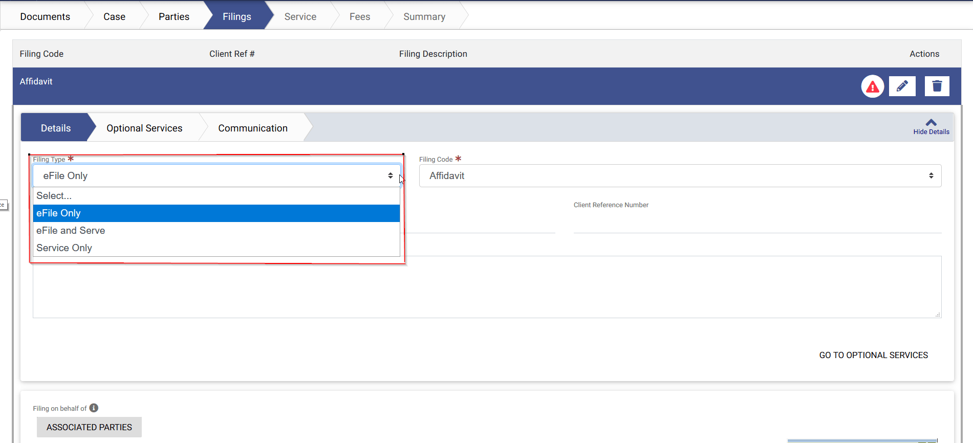 What are the Differences Between EFile Only, EFile and Serve, and Serve