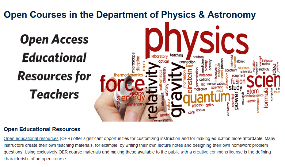 Physics and Astronomy Open Education Courses UBC OER Collection