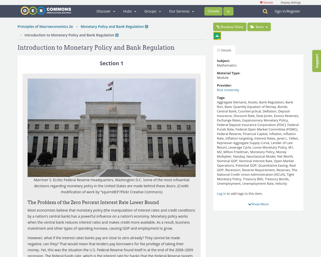 Principles of Macroeconomics 2e, Policy and Bank Regulation