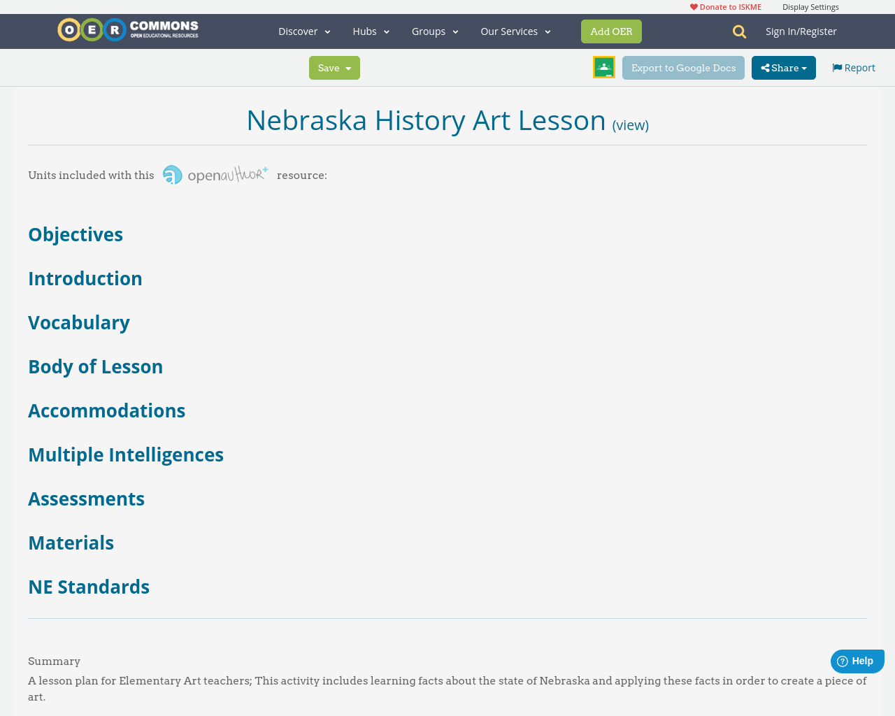 Nebraska History Art Lesson OER Commons