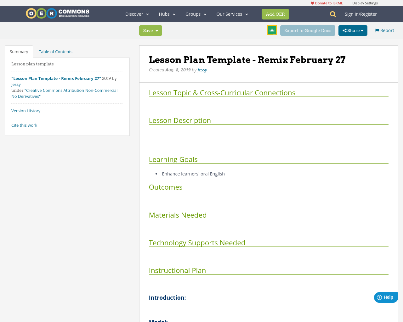 Lesson Plan Template Remix February 27 OER Commons