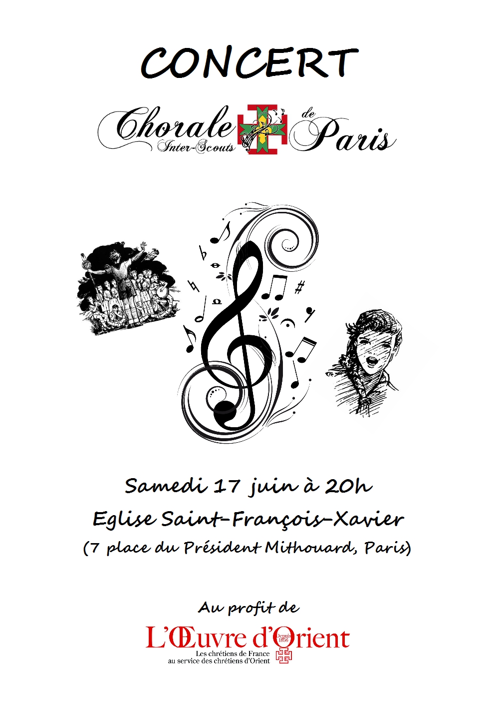 Paris concert de la chorale interscouts le 17 juin à l'église Saint