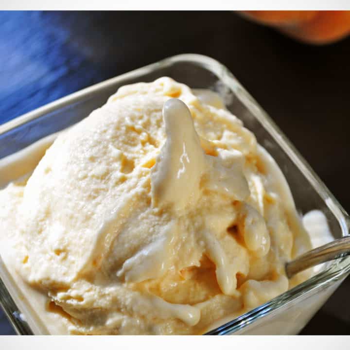 Homemade Peach Ice Cream Of Batter and Dough
