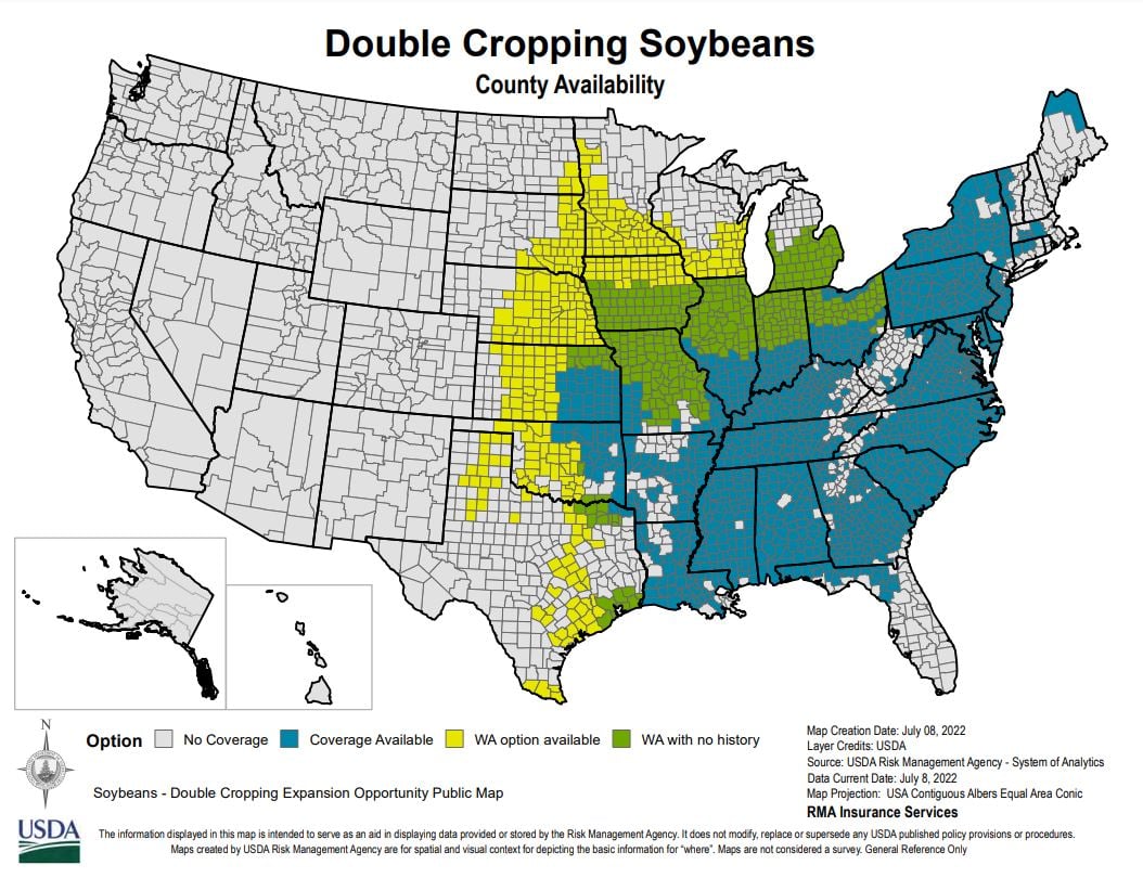 Insurance coverage for double crop soybeans expanded in Ohio Ohio