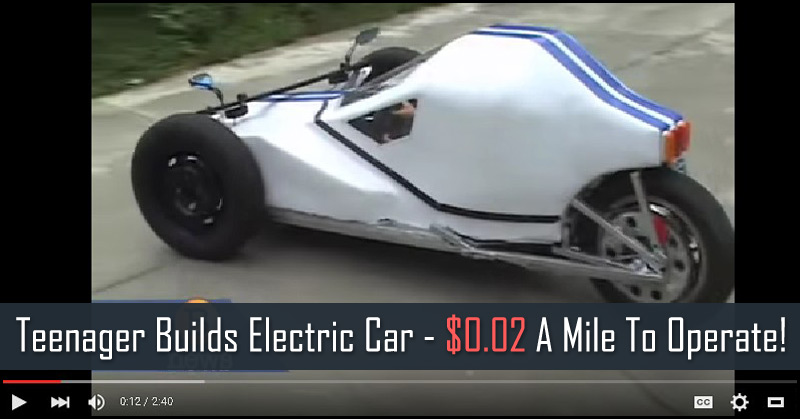 Teenager Builds Electric Car 0.02 A Mile To Operate! OffGrid
