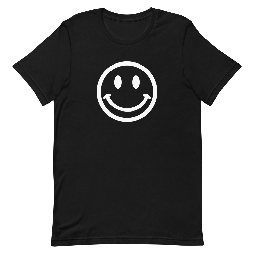 "WHITE SMILEY FACE" Dark ShortSleeve Unisex TShirt Offbeat Tees