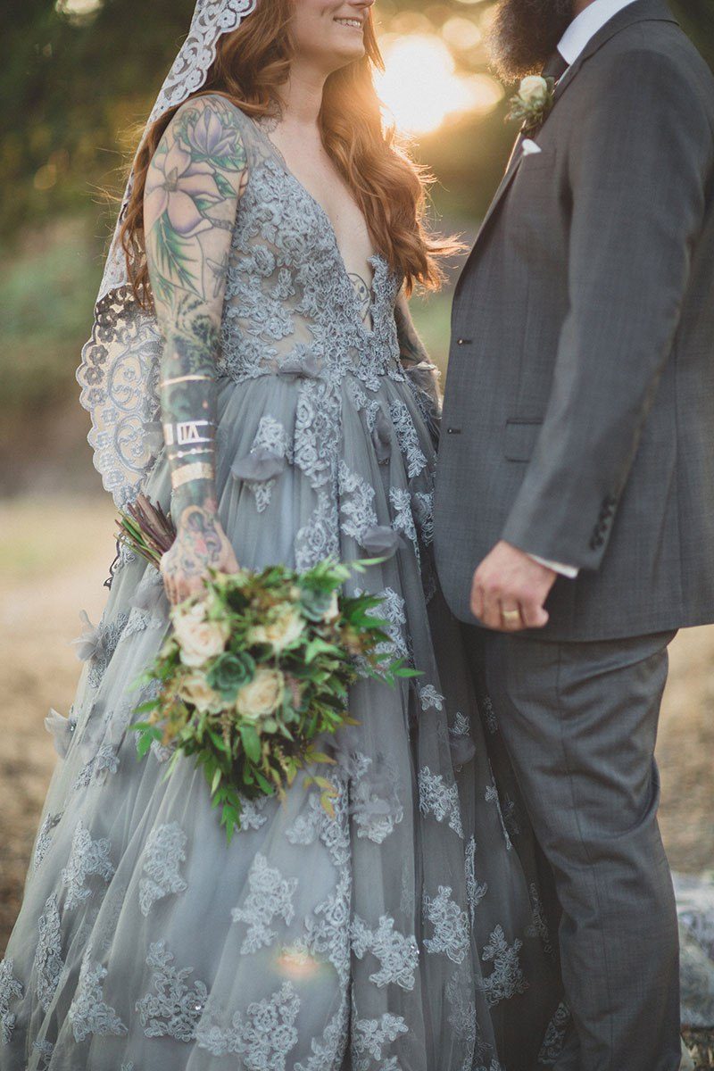 Best grey wedding dress ideas for moody & romantic vibes • Offbeat Wed