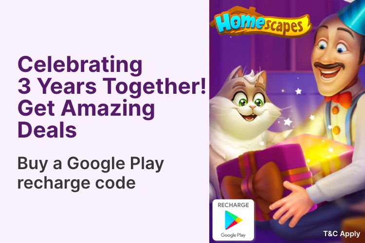 Homescapes 3rd Anniversary Offer Buy Google Play Recharge Code