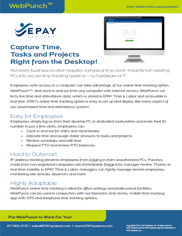 EPAY WebPunch Time Tracking EPAY Systems