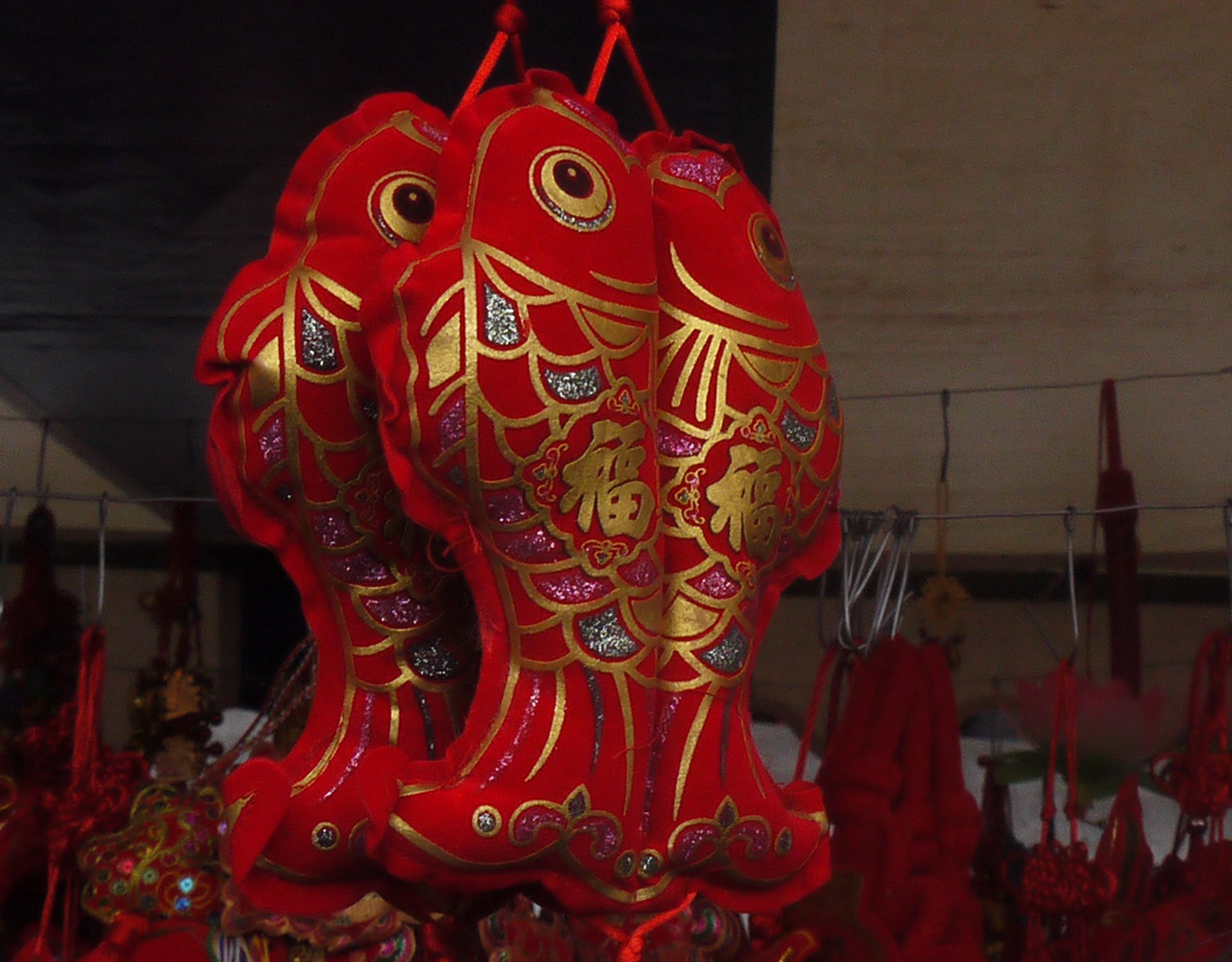 Chinese New Year fish hanging up at Chinese New Year celebrations in