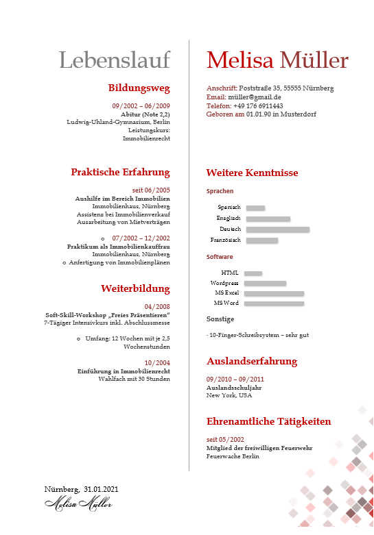 Lebenslauf Modern