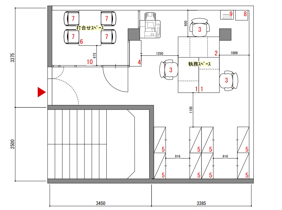 【レイアウト事例】9坪（29㎡）3名用士業向けオフィス