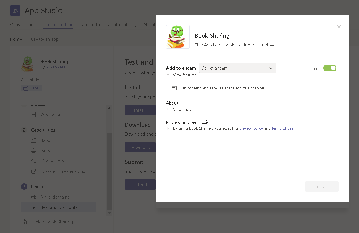 Create your own custom Microsoft Teams tabs, connector with Azure App