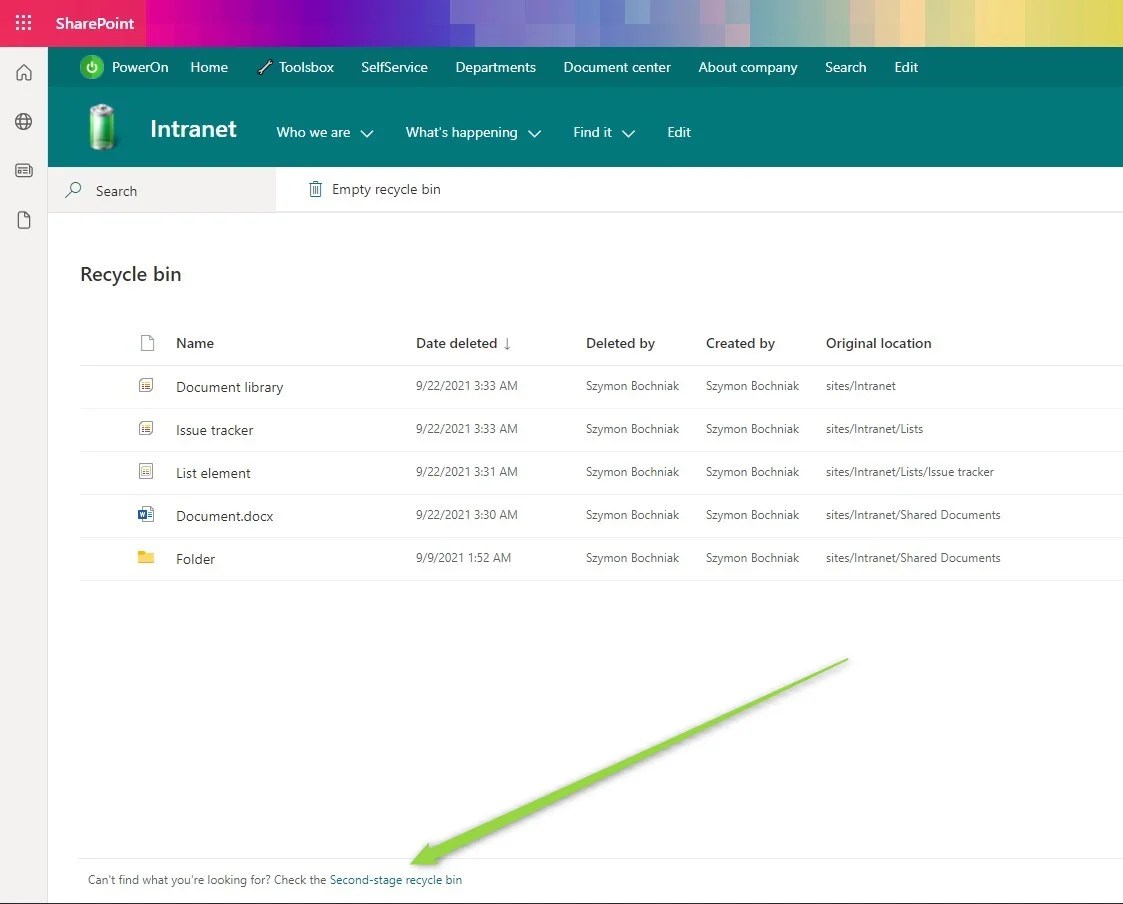 How to use Recycle Bin on SharePoint Microsoft 365 atWork