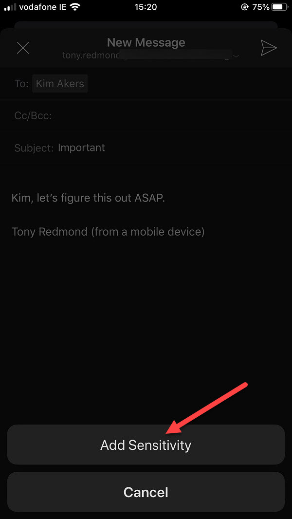 Adding a sensitivity Label with Outlook for iOS