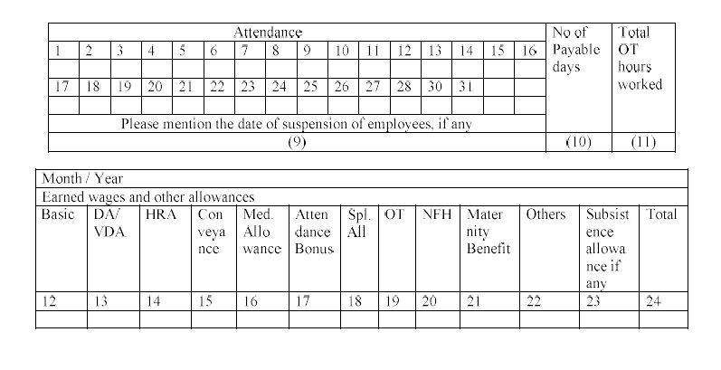 Form T Combine Muster Roll cum Register of Wages