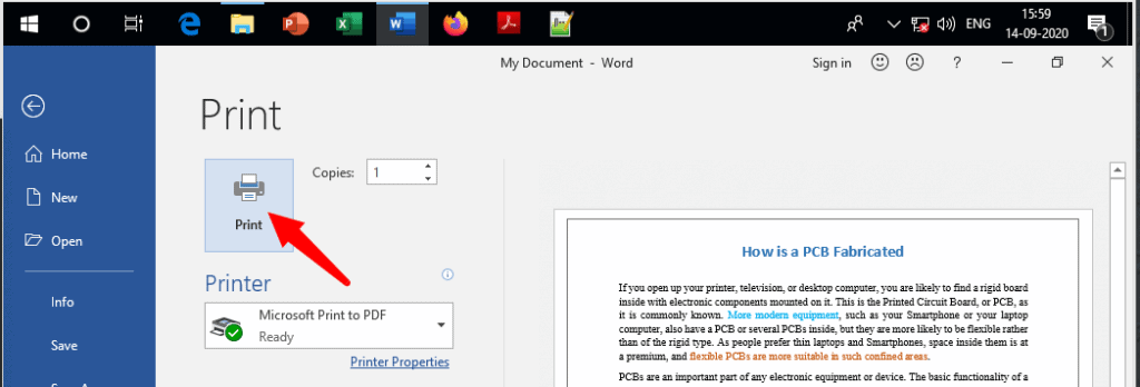 How to print word document with page color?