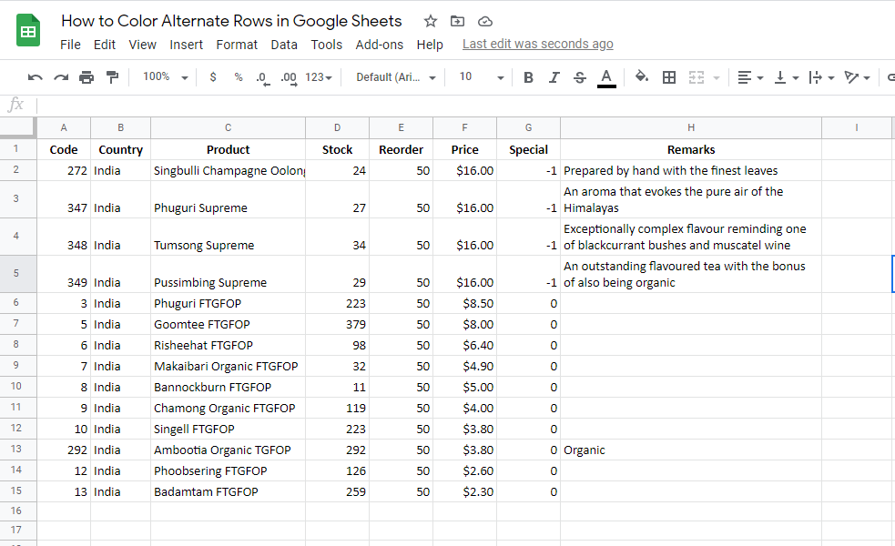 How to color alternate rows in Google Sheets OfficeBeginner