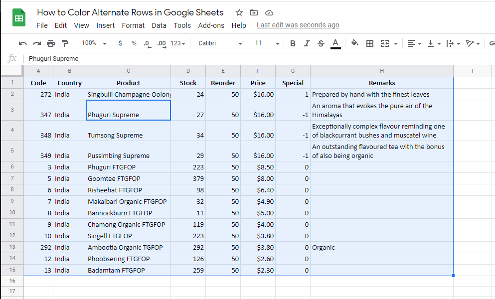 How to color alternate rows in Google Sheets OfficeBeginner