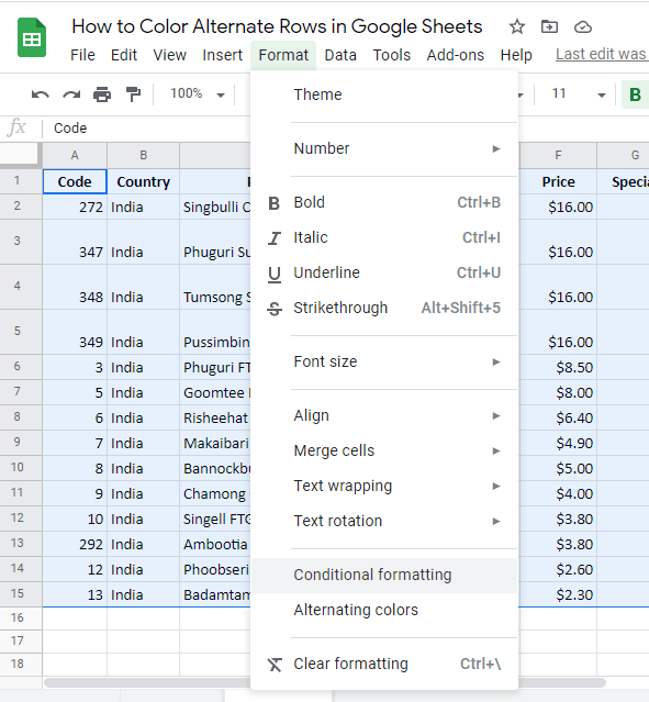 How to color alternate rows in Google Sheets OfficeBeginner