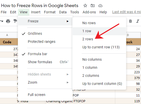 How to freeze rows in google sheets OfficeBeginner
