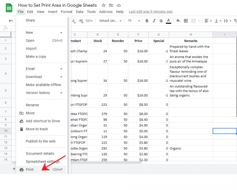 How to Set Print Area in Google Sheets OfficeBeginner