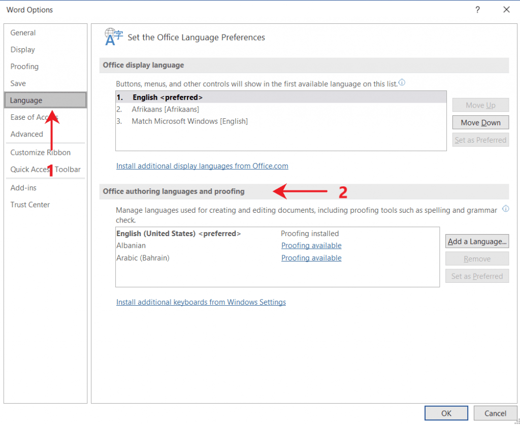 How to change the language in MS Word OfficeBeginner