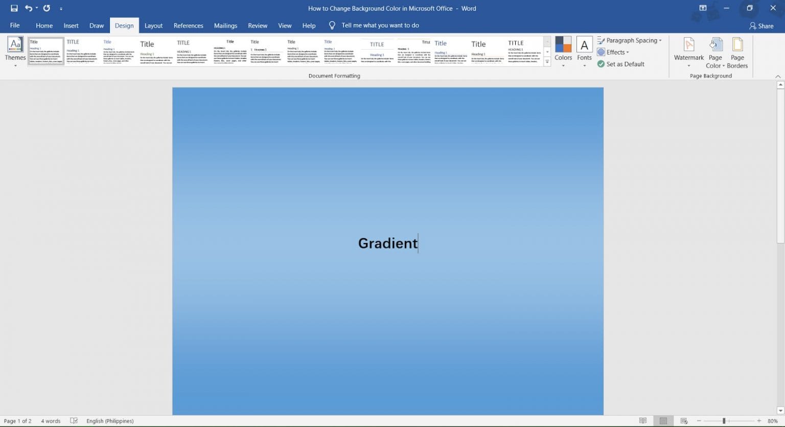 How to change background color in MS Word OfficeBeginner