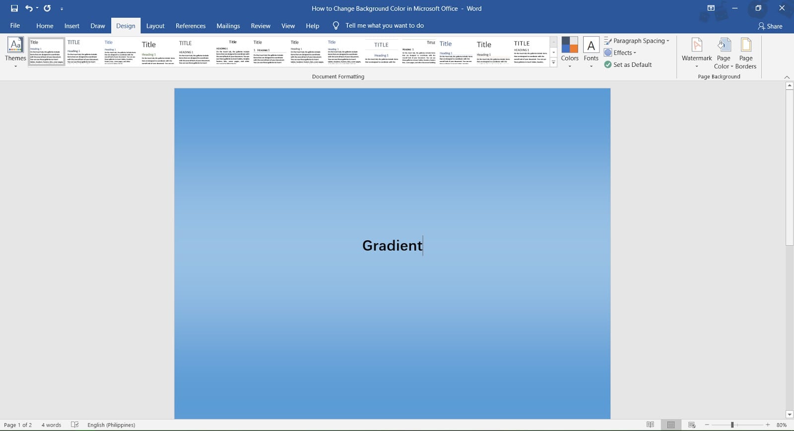 How to change background color in MS Word OfficeBeginner