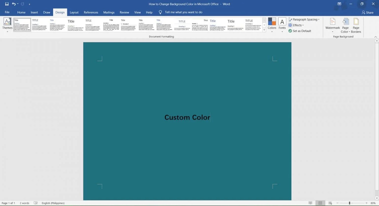 How to change background color in MS Word OfficeBeginner