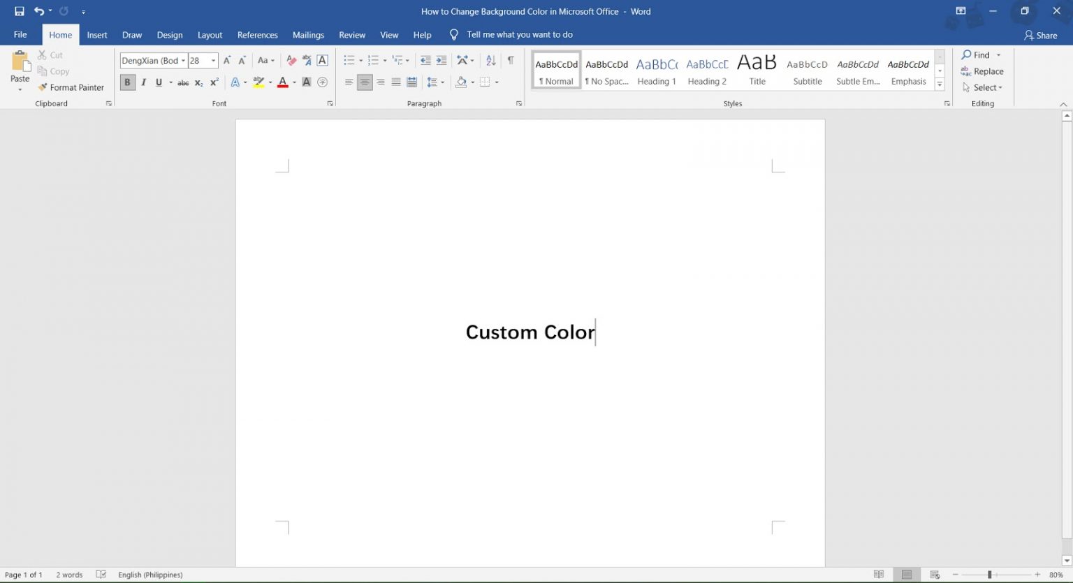 How to change background color in MS Word OfficeBeginner