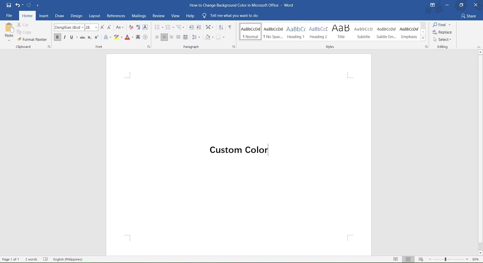 How to change background color in MS Word OfficeBeginner