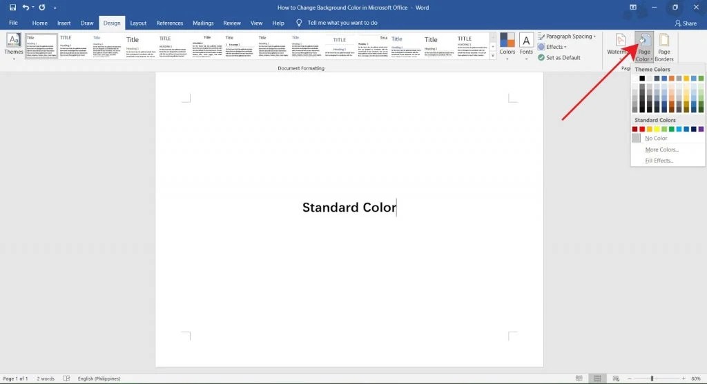 How to change background color in MS Word OfficeBeginner