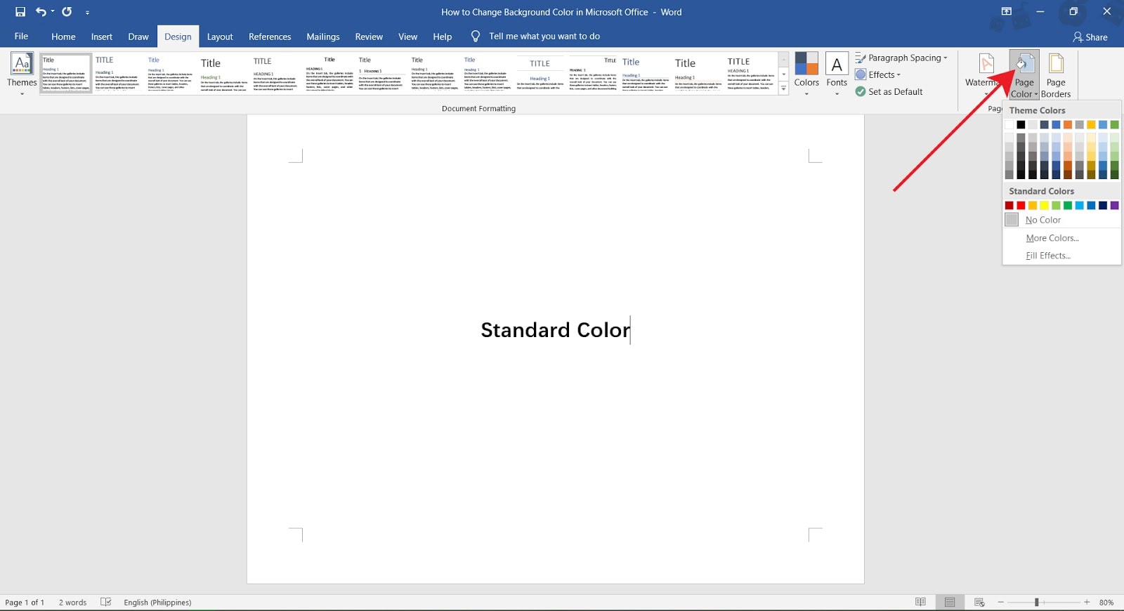 How to change background color in MS Word OfficeBeginner