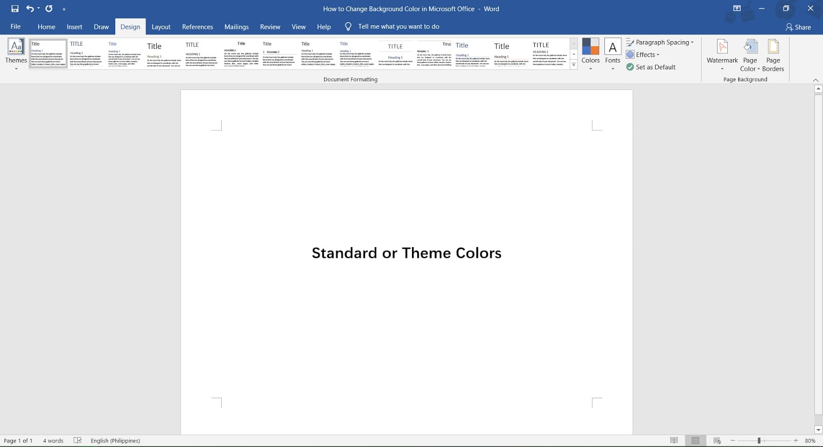How to change background color in MS Word OfficeBeginner