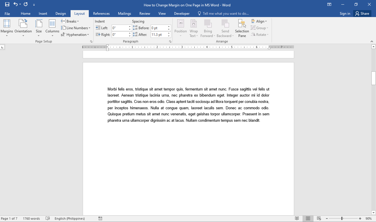 How to Change Margin on One Page in MS Word OfficeBeginner