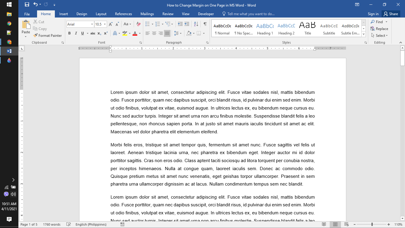 How to Change Margin on One Page in MS Word OfficeBeginner