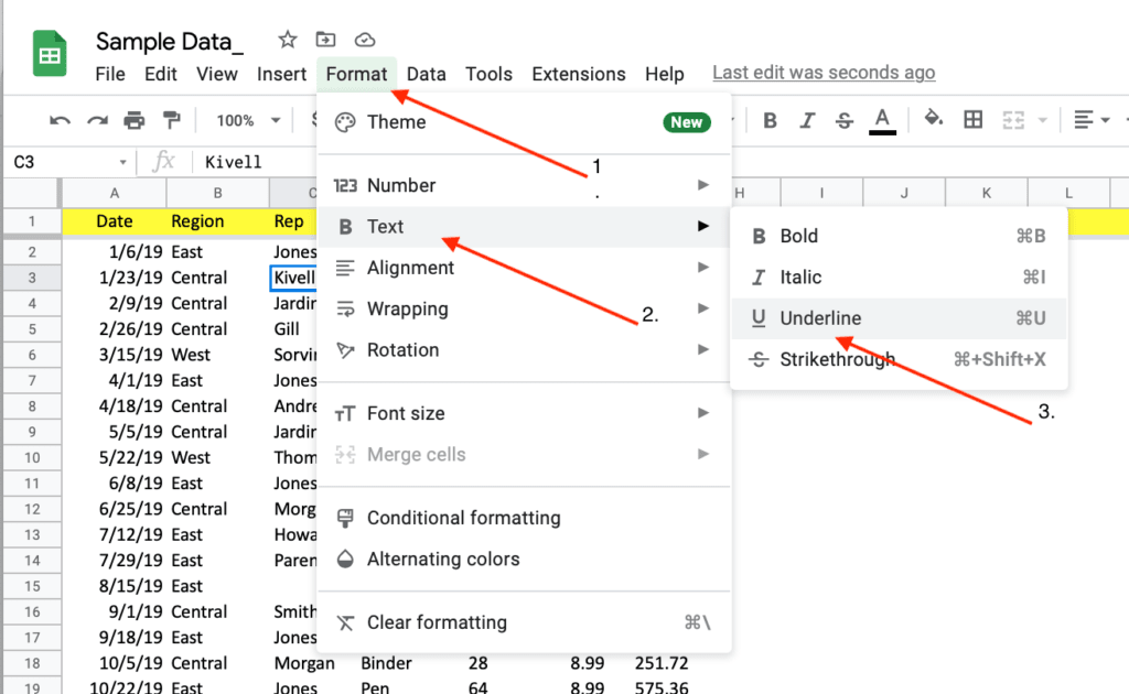How to underline text in Google Sheets OfficeBeginner