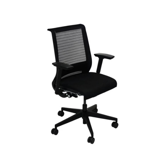 Steelcase Think Chair, All Features, Leather Seat, 3D Knit Back, 4Way