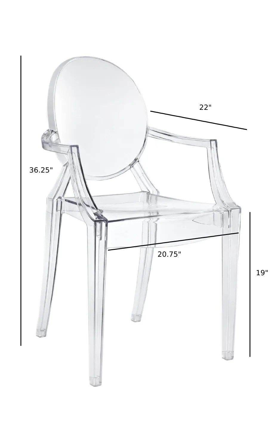 Philippe Starck Louis XVI Ghost Chair with Arms (Clear) > Office Chairs