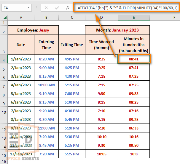 Convert Hours and Minutes To Hundredths in Excel [Explained]