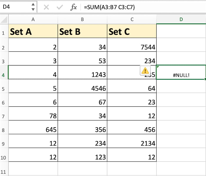 Fix Null! Error in Excel [With Examples]