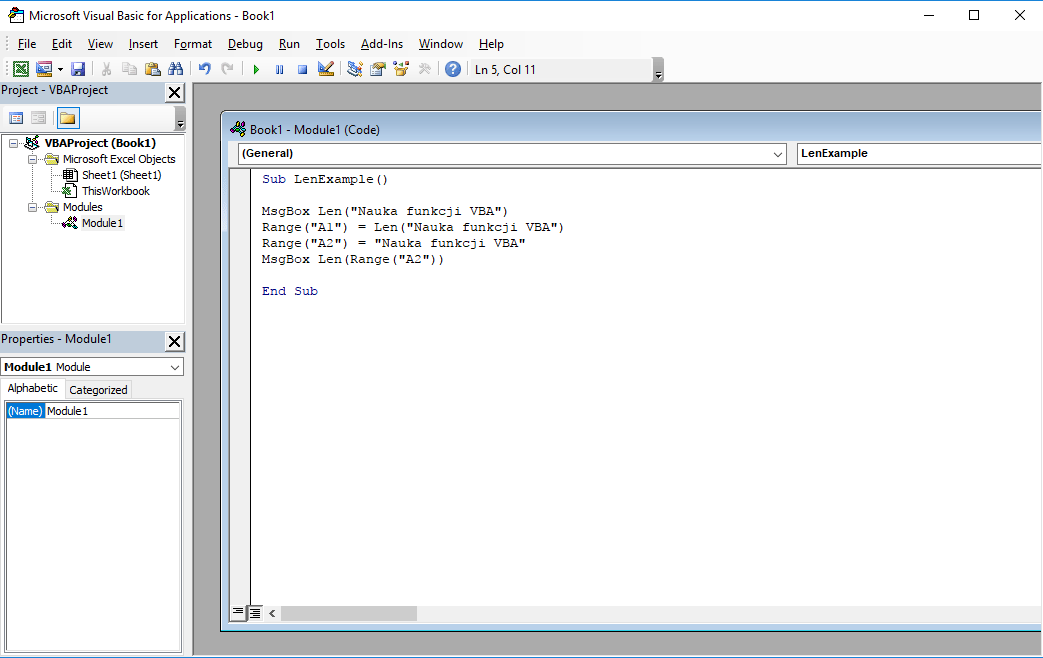 Len function VBA How to check string length