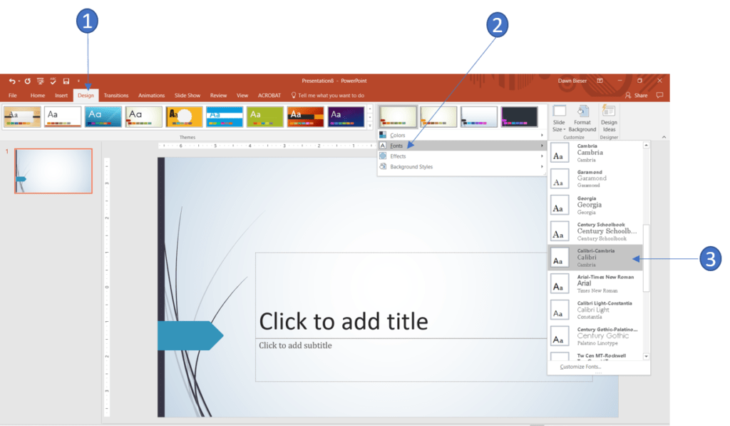 Using Document Themes in PowerPoint 2016