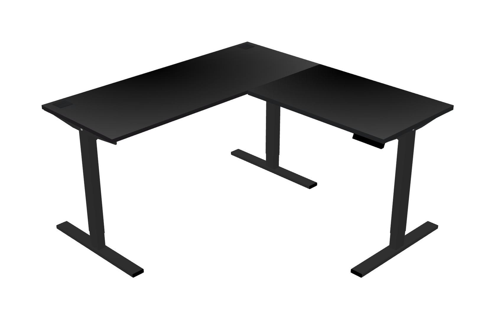 Black L-shaped Height Adjustable Sit-to-Stand Desk - Officestock