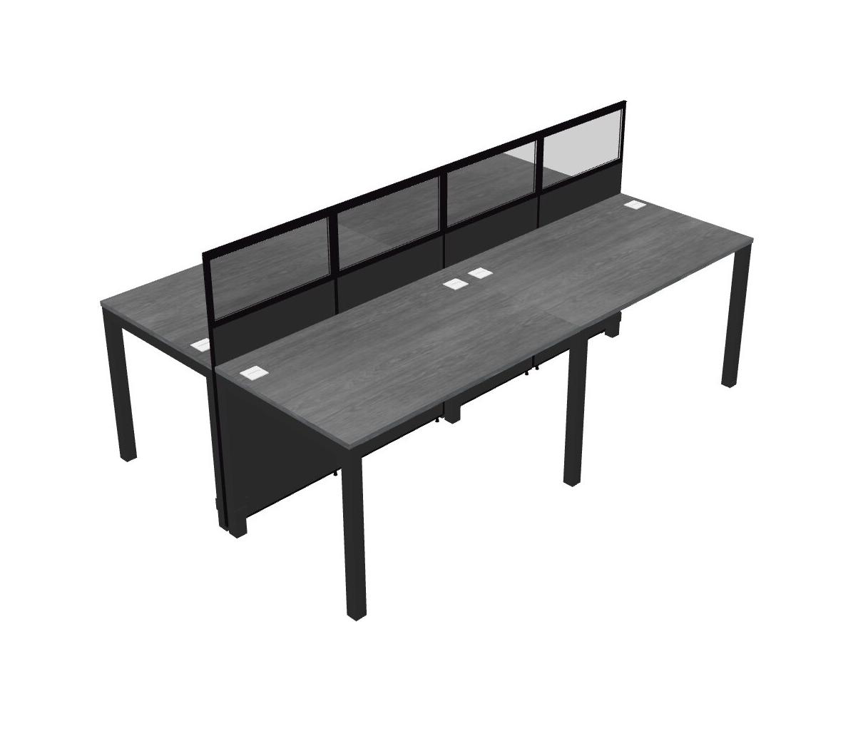 Grey Shared Rectangular Office Cubicle Panel System For 4 Persons