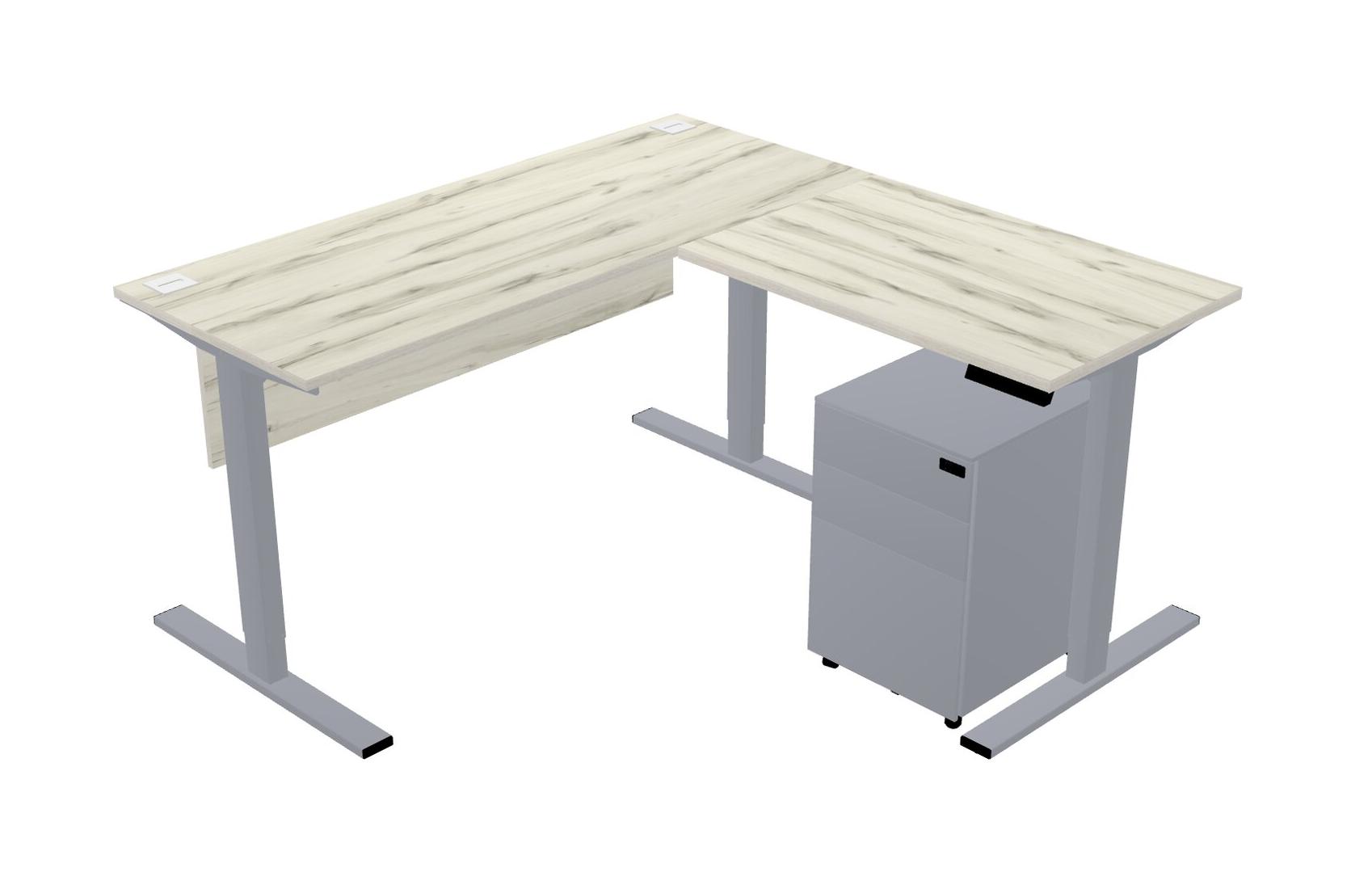 Heinne Holz L-shaped Height Adjustable Sit-to-Stand Desk + Mobile